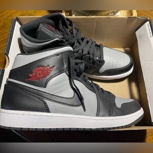 Jordan 1 Mid Shadow red black grey. Size 12.5